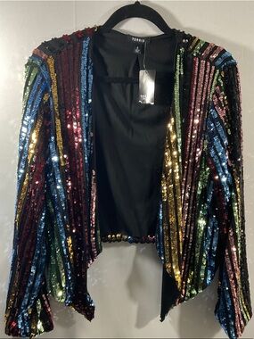 torrid Multicolor Sequin Open Blazer with Black Lining